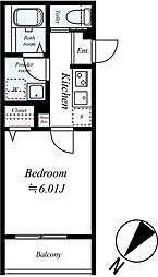 川越市南台2丁目アパート 1Kの間取図画像