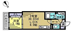Glam南流山 1LDKの間取図画像