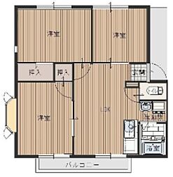 サンハイツ新井D 3DKの間取図画像