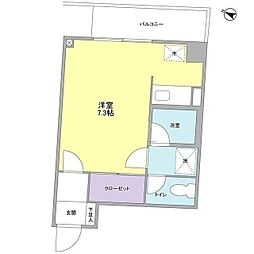 プラ・リヴィエール用賀 ワンルームの間取図画像