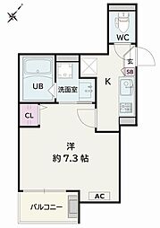 東松山市若松町1丁目アパート 1Kの間取図画像
