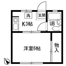 イートンハウスC 1Kの間取図画像