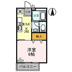 エスポワール宇原 1Kの間取図画像