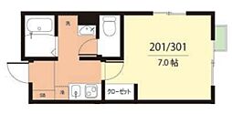 アリロッセ東日暮里 1Kの間取図画像