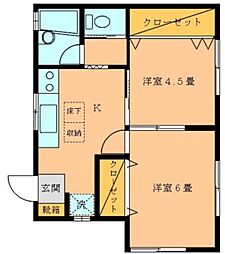 ハイム・アミティエ 2DKの間取図画像