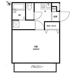 アムールとつか 1Kの間取図画像