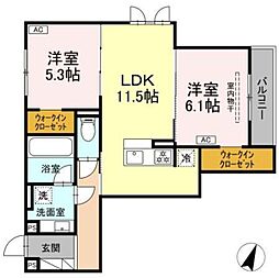 D Paina Nishimagome 2LDKの間取図画像