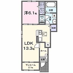 ジラソーレ西庄I 1LDKの間取図画像