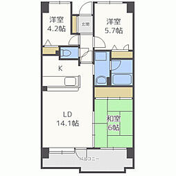 プラザ大野城 3LDKの間取図画像