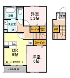 ル・フレール 2DKの間取図画像