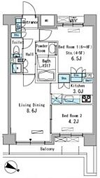 パークアクシス東十条 2LDKの間取図画像