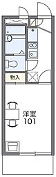 レオパレスツインハイツB 1Kの間取図画像