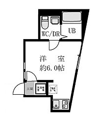 Silver Bird 1階ワンルームの間取り