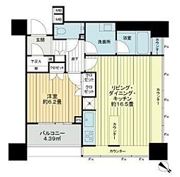 ザ・ヒルトップタワー高輪台 1LDKの間取図画像