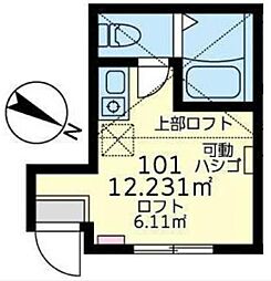 ユナイト中浜アンジェリーナ ワンルームの間取図画像