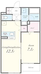 HRone 1LDKの間取図画像