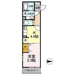 ディアコート 1Kの間取図画像