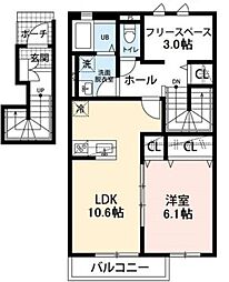 クレール武里 1SLDKの間取図画像