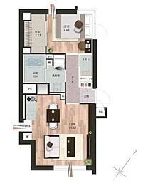 デュオメゾン渋谷松濤 2階1LDKの間取り