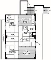 ビレッジハウス古和釜4 3DKの間取図画像