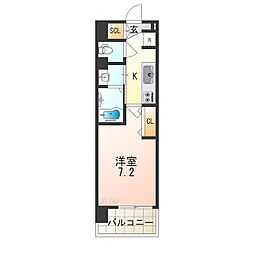 Luxe我孫子2 1Kの間取図画像