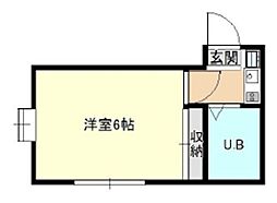 ケントピア本中山B 1Kの間取図画像
