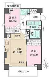 パークハウス麻布十番アーバンス 2LDKの間取図画像