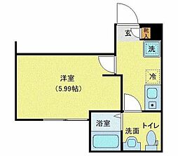 JR常磐線 三河島駅 徒歩6分の賃貸マンション 2階1Kの間取り
