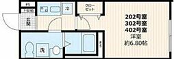 ベルシードステア武蔵関 1Kの間取図画像