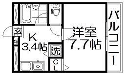 TAIHOレジデンス萱島 1Kの間取図画像