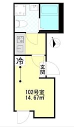 京急空港線 穴守稲荷駅 徒歩7分の賃貸アパート 1階1Kの間取り
