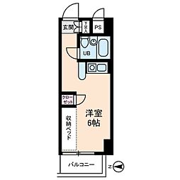 インディビレッジ 11階ワンルームの間取り