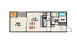 スマイラックス井尻 1DKの間取図画像