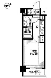 プレール・ドゥーク品川仙台坂 1Kの間取図画像