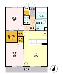 ポッソヴィラージュ1 2LDKの間取図画像
