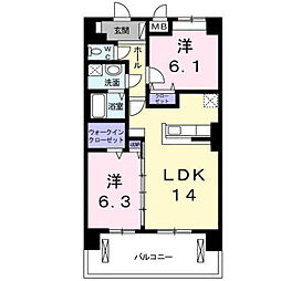 オリーブコート塚田 2LDKの間取図画像