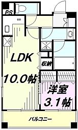 JR中央線 八王子駅 徒歩8分の賃貸マンション 13階1LDKの間取り