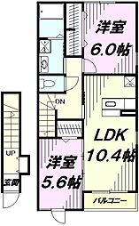 ヴァンフォーレ2 2LDKの間取図画像