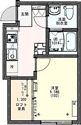 八王子市寺町アパート 1Kの間取図画像