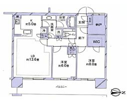 アーバンドックパークシティ豊洲タワーA 2LDKの間取図画像