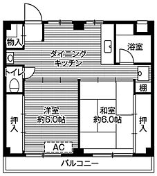 ビレッジハウス座間9号棟 2DKの間取図画像