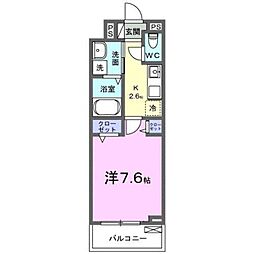 グランツ 1Kの間取図画像