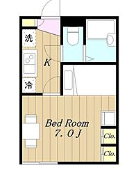 レオパレスますがた 1Kの間取図画像