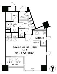 パークアクシス麻布仙台坂 1Kの間取図画像