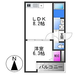 フジパレス瓜生堂III番館 1LDKの間取図画像