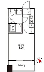 クレジデンス神谷町 9階ワンルームの間取り