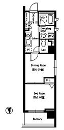 パークキューブ上野 1DKの間取図画像