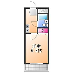 コーポ福田 1Kの間取図画像