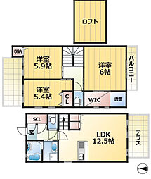 ヴィラージュ山手 1階1LDKの間取り