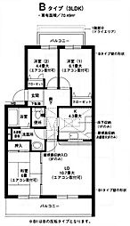 オクトス市ケ尾5号棟 3LDKの間取図画像